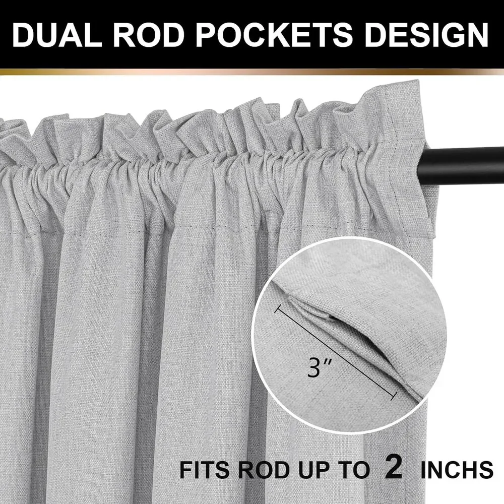 Blackout Curtains for Bedroom 63 In Long/50 in Wide Each Panel, Grey
